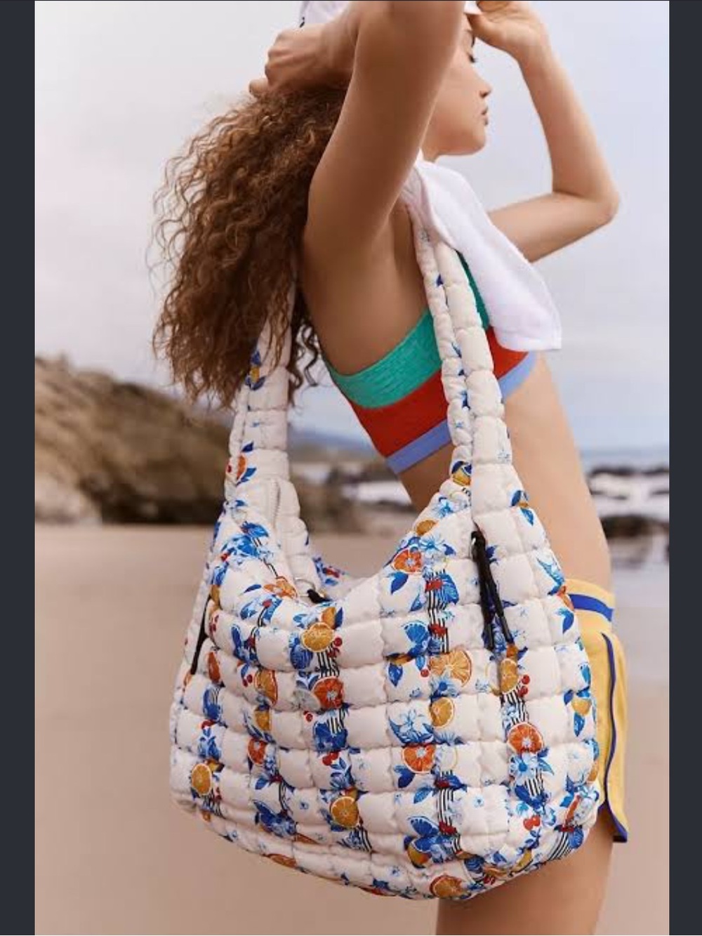 NWT Free People Quilted Carryall Tote Bag Toucan Tropics